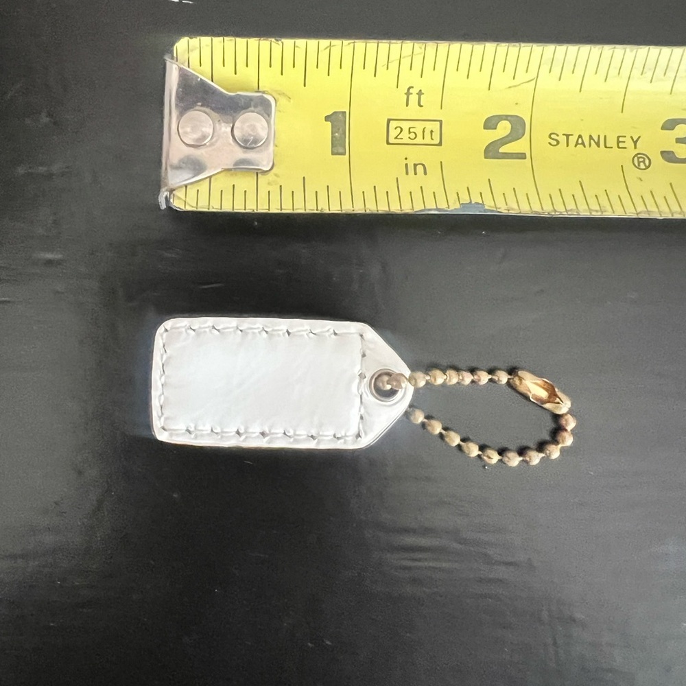 Coach Mini White Leather HangTag Keychain - Picture 3 of 3